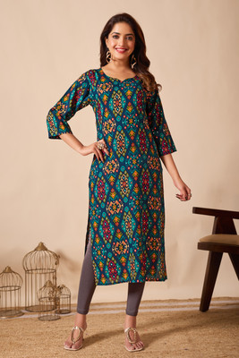 VALARIS Women Printed Straight Kurta(Multicolor)