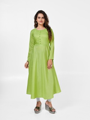 Diamoon Women Solid Straight Kurta(Light Green)