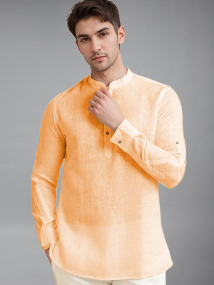Univibe Men Solid A-line Kurta(Orange)