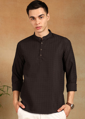 FUBAR Men Solid Straight Kurta(Brown)