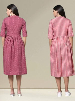 Texpa Creationxp Women A-line Pink Midi/Calf Length Dress