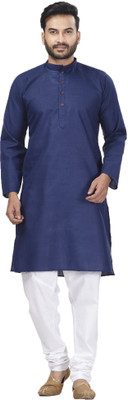 Rajababu Men Solid Straight Kurta(Blue)