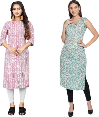 HouseOfCommon Women Self Design Straight Kurta(Multicolor)