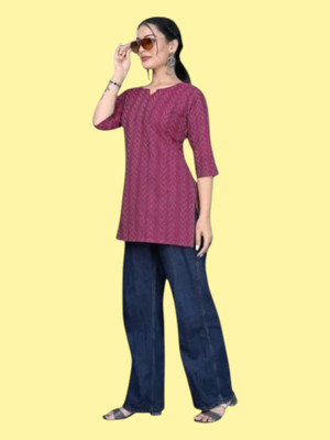 Kfashionbj Women Solid A-line Kurta(Purple)