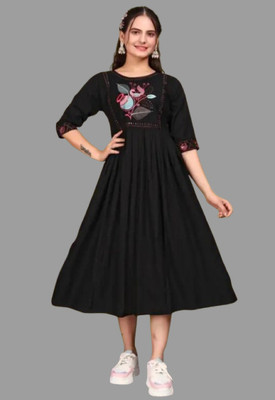 SORTHIYA GROUP Women Embroidered Anarkali Kurta(Black)