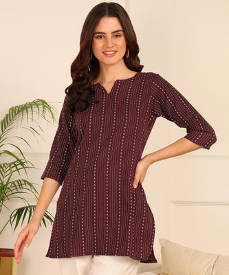 Laliitatex Women Printed A-line Kurta(Maroon)