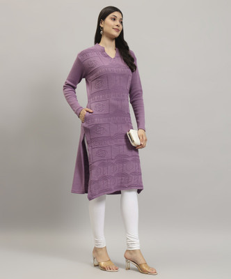 KILVESTED Women Printed Straight Kurta(Purple)