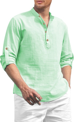 UNIFAV Men Solid Straight Kurta(Silver)