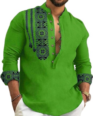 DEELMO Men Solid Straight Kurta(Green)