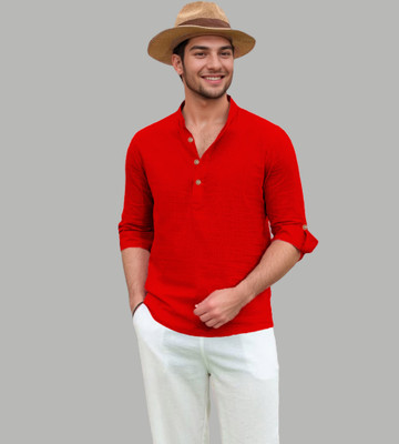 Univibe Men Solid Straight Kurta(Red)