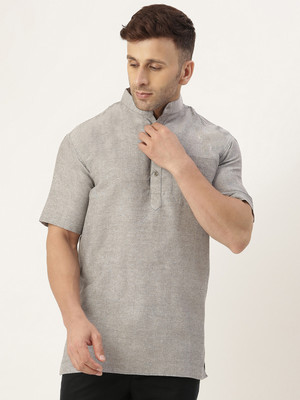 KLOSET BY RIAG Men Solid Straight Kurta(Grey)