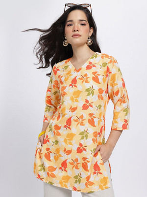 Anouk Rustic Women Printed Straight Kurta(White)