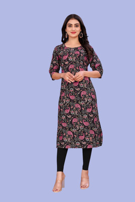 Tulsii Fab Women Printed Anarkali Kurta(Black)