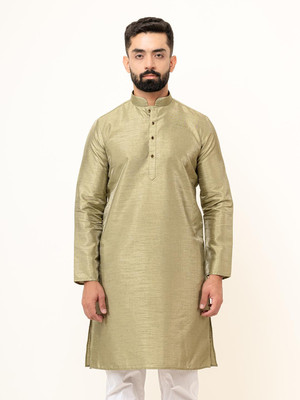 TISTABENE Men Solid Straight Kurta(Green)