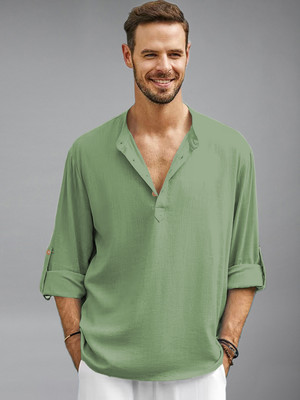Navkanj Men Solid Straight Kurta(Light Green)