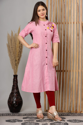 Dizon Women Embroidered A-line Kurta(Multicolor)