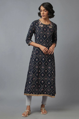 Sheeba Creation Women Printed A-line Kurta(Blue)