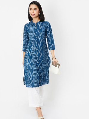 MAX Women Embroidered A-line Kurta(Blue)