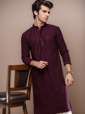 YSYB Dezines Men Embroidered Ethnic Dress Kurta(Maroon)