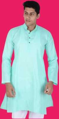 Vhighjkn Hub Men Solid Straight Kurta(Green)