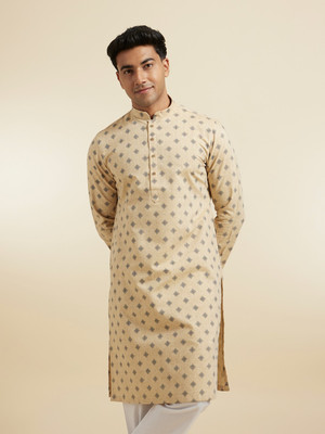 DIWAS by Manyavar Men Printed Straight Kurta(Beige)