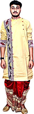 GOURI COLLECTIONS Men Embellished Ethnic Dress Kurta(Beige)