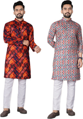 DHASU TRENDZ Men Printed Straight Kurta(Multicolor)