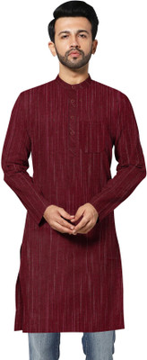 ARFIYA COLLECTION Men Self Design Straight Kurta(Red)