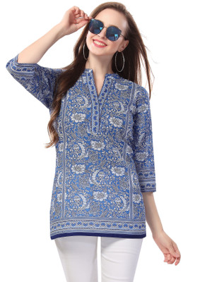 Divastri Women Printed Straight Kurta(Blue, Grey, Black)