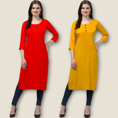 Coft Women Self Design, Solid Straight Kurta(Multicolor)