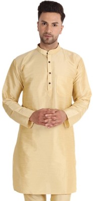 BANHUSSAIN Men Solid Straight Kurta(Gold)