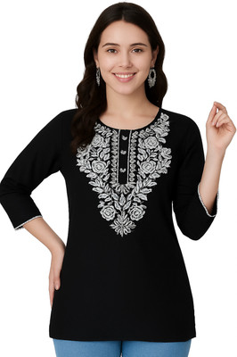 VALWICK Women Embroidered A-line Kurta(Pink)