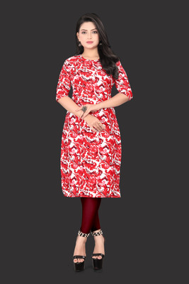 Tashvi Creation Women Printed A-line Kurta(Red)