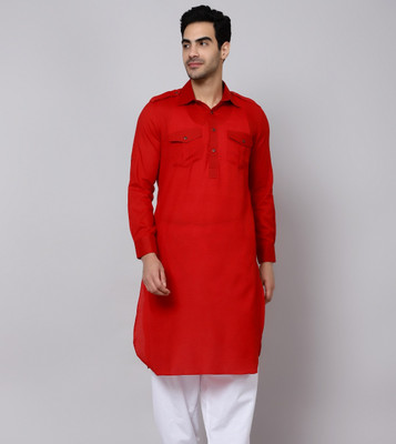 sultan Men Solid Pathani Kurta(Maroon)