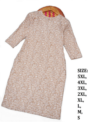 RIDDHI COLLECTION MALL Women Printed Straight Kurta(Beige, White)