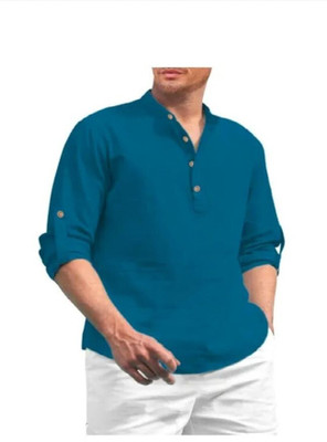 StoneHeart Men Solid Straight Kurta(Light Blue)