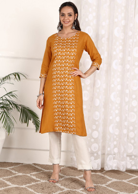 HouseOfCommon Women Embroidered Ethnic Dress Kurta(Multicolor)