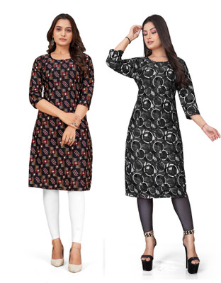 rajni rayon Women Printed Straight Kurta(Multicolor)