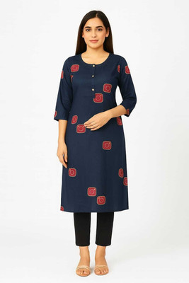 FASHIONTARA Women Printed Ethnic Dress Kurta(Dark Blue)