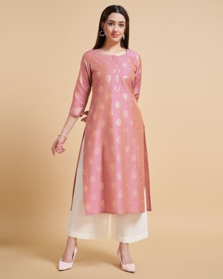 BESHASTUDIO Women Printed A-line Kurta(Pink)