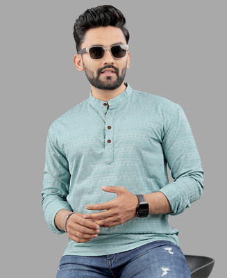 Nofilter Men Self Design Straight Kurta(Light Green)
