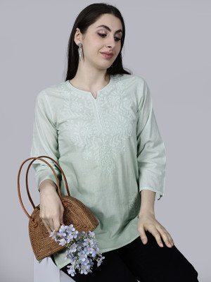 Nazaqat Women Floral Print Straight Kurta(Green)