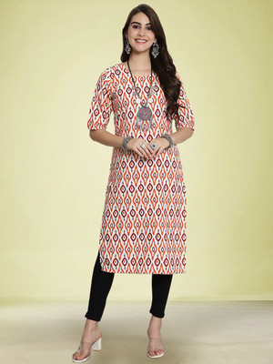 Moda Rapido Men Floral Print Straight Kurta(Black)