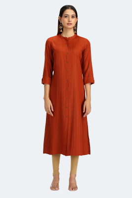 Cotton Culture Women Solid A-line Kurta(Brown)