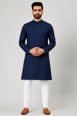 steadman Men Solid Ethnic Dress Kurta(Dark Blue)