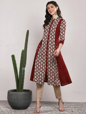 Sangria Women Embroidered Straight Kurta(Maroon)