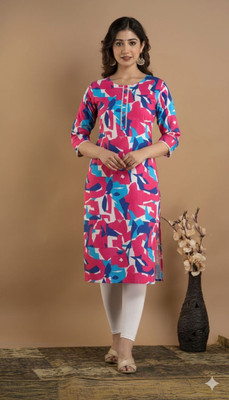 Glamero Fashions Women Abstract, Printed Straight Kurta(Multicolor)