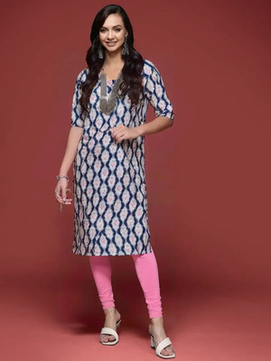 EthnicBasket Women Printed A-line Kurta(Dark Blue)