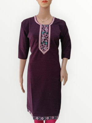 Josh Women Embroidered Straight Kurta(Purple)