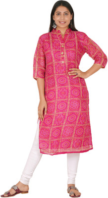 Parth Fashion Women Self Design Straight Kurta(Pink)